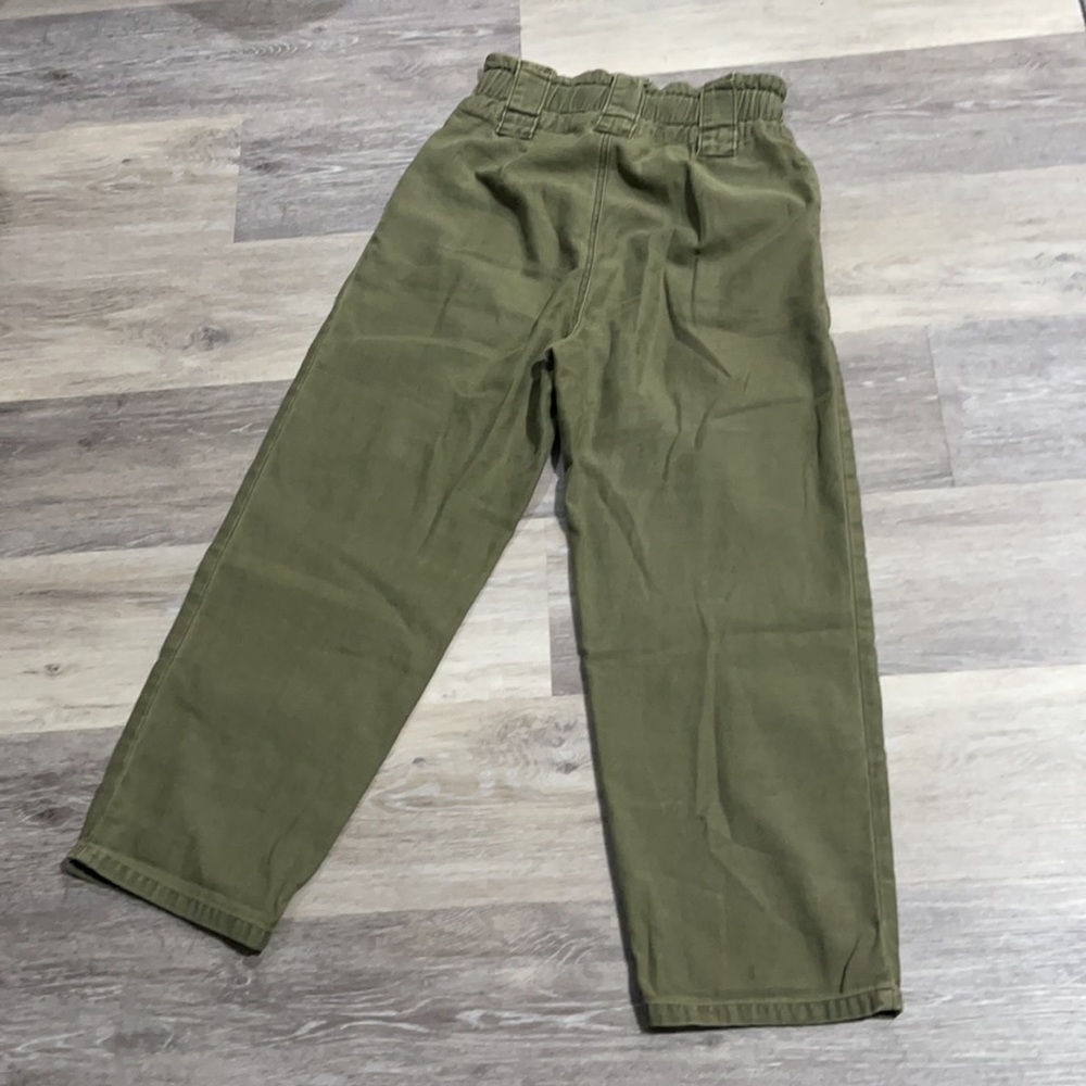 Free People High-Waisted olive green Paper Bag Pants